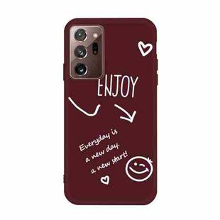 For Samsung Galaxy Note20 Ultra Enjoy Smiley Heart Pattern Shockproof TPU Case(Wine Red)