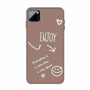 For Huawei Y5p (2020) Enjoy Smiley Heart Pattern Shockproof TPU Case(Khaki)