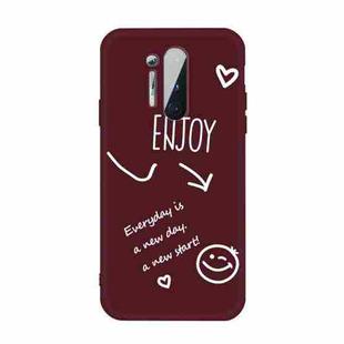 For OnePlus 8 Pro Enjoy Smiley Heart Pattern Shockproof TPU Case(Wine Red)