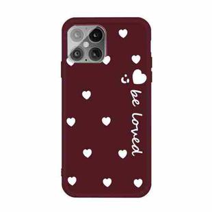 For iPhone 12 / 12 Pro Small Smiley Heart Pattern Shockproof TPU Case(Wine Red)