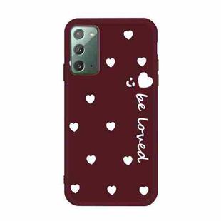 For Samsung Galaxy Note20 Small Smiley Heart Pattern Shockproof TPU Case(Wine Red)