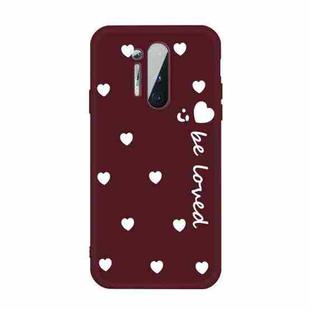 For OnePlus 8 Pro Small Smiley Heart Pattern Shockproof TPU Case(Wine Red)