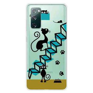 For Samsung Galaxy S20 FE Shockproof Painted Transparent TPU Protective Case(Stair Cat)