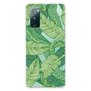 For Samsung Galaxy S20 FE Shockproof Painted Transparent TPU Protective Case(Banana Leaves)