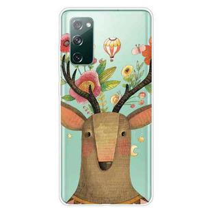 For Samsung Galaxy S20 FE Shockproof Painted Transparent TPU Protective Case(Flower Deer)