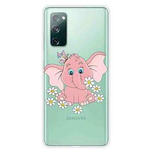 For Samsung Galaxy S20 FE Shockproof Painted Transparent TPU Protective Case(Pink Elephant)