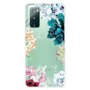 For Samsung Galaxy S20 FE Shockproof Painted Transparent TPU Protective Case(Gem Flower)