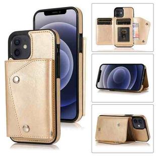 For iPhone 12 mini Shockproof PU + TPU Leather Case with Card Slots & Holder & Photo Frame & Wallet & Lanyard (Gold)