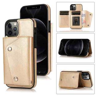 For iPhone 12 / 12 Pro Shockproof PU + TPU Leather Case with Card Slots & Holder & Photo Frame & Wallet & Lanyard(Gold)