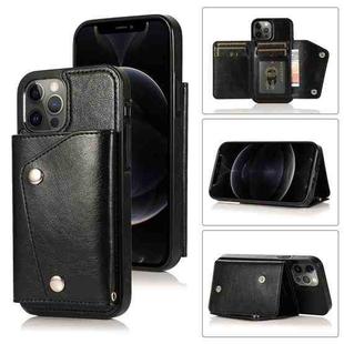 For iPhone 12 Pro Max Shockproof PU + TPU Leather Case with Card Slots & Holder & Photo Frame & Wallet & Lanyard(Black)