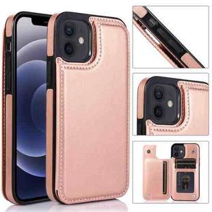 For iPhone 12 mini Shockproof PU + TPU Leather Case with Card Slots & Holder & Photo Frame & Wallet (Rose Gold)