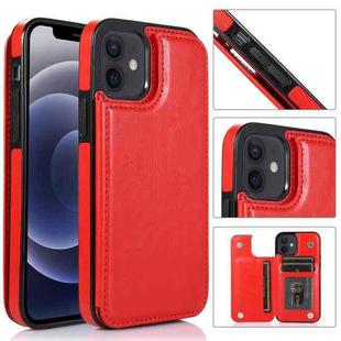 For iPhone 12 mini Shockproof PU + TPU Leather Case with Card Slots & Holder & Photo Frame & Wallet (Red)