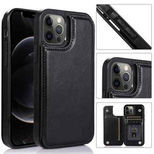 For iPhone 12 / 12 Pro Shockproof PU + TPU Leather Case with Card Slots & Holder & Photo Frame & Wallet(Black)