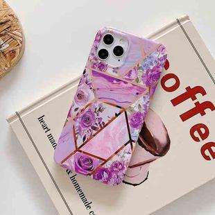Plating Splicing Pattern Soft TPU Protective Case For iPhone 11(Stitching Purple Flowers)