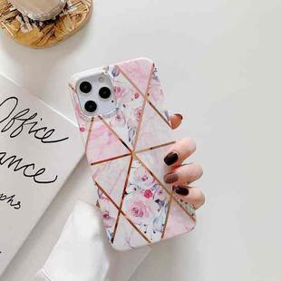 Plating Splicing Pattern Soft TPU Protective Case For iPhone 11(Stitching Pink Flowers)