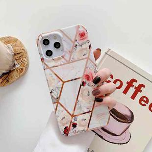 Plating Splicing Pattern Soft TPU Protective Case For iPhone 11 Pro Max(Stitching White Flowers)