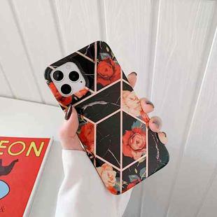 Plating Splicing Pattern Soft TPU Protective Case For iPhone 12 Mini(Stitching Black Flowers)