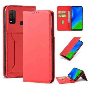 For Huawei P Smart 2020 Strong Magnetism Liquid Feel Horizontal Flip Leather Case with Holder & Card Slots & Wallet(Red)