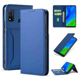 For Huawei P Smart 2020 Strong Magnetism Liquid Feel Horizontal Flip Leather Case with Holder & Card Slots & Wallet(Blue)