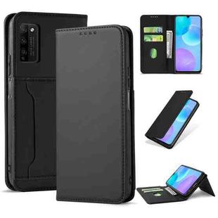 For Huawei Honor 30 Lite Strong Magnetism Liquid Feel Horizontal Flip Leather Case with Holder & Card Slots & Wallet(Black)