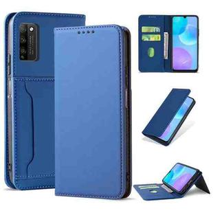 For Huawei Honor 30 Lite Strong Magnetism Liquid Feel Horizontal Flip Leather Case with Holder & Card Slots & Wallet(Blue)