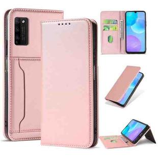 For Huawei Honor 30 Lite Strong Magnetism Liquid Feel Horizontal Flip Leather Case with Holder & Card Slots & Wallet(Rose Gold)