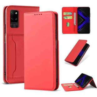 For Huawei Honor Play 4 Pro Strong Magnetism Liquid Feel Horizontal Flip Leather Case with Holder & Card Slots & Wallet(Red)