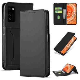 For Huawei Honor V30 Strong Magnetism Liquid Feel Horizontal Flip Leather Case with Holder & Card Slots & Wallet(Black)