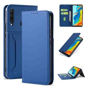 For Huawei P30 Lite / Nova 4e Strong Magnetism Liquid Feel Horizontal Flip Leather Case with Holder & Card Slots & Wallet(Blue)