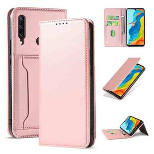 For Huawei P30 Lite / Nova 4e Strong Magnetism Liquid Feel Horizontal Flip Leather Case with Holder & Card Slots & Wallet(Rose Gold)