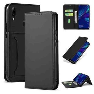 For Huawei P Smart (2019) / Honor 10 Lite Strong Magnetism Liquid Feel Horizontal Flip Leather Case with Holder & Card Slots & Wallet(Black)