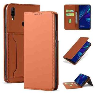 For Huawei P Smart (2019) / Honor 10 Lite Strong Magnetism Liquid Feel Horizontal Flip Leather Case with Holder & Card Slots & Wallet(Brown)