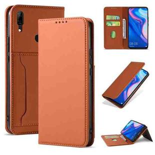 For Huawei P Smart Z / Y9 Prime (2019) Strong Magnetism Liquid Feel Horizontal Flip Leather Case with Holder & Card Slots & Wallet(Brown)