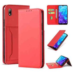 For Huawei Honor 8S / Y5 (2019) Strong Magnetism Liquid Feel Horizontal Flip Leather Case with Holder & Card Slots & Wallet(Red)