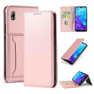 For Huawei Honor 8S / Y5 (2019) Strong Magnetism Liquid Feel Horizontal Flip Leather Case with Holder & Card Slots & Wallet(Rose Gold)