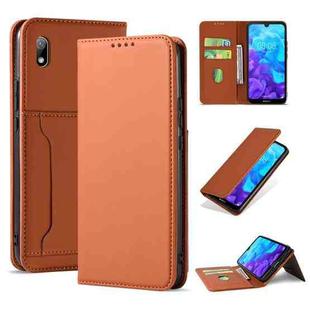 For Huawei Honor 8S / Y5 (2019) Strong Magnetism Liquid Feel Horizontal Flip Leather Case with Holder & Card Slots & Wallet(Brown)