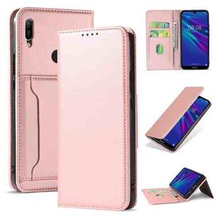 For Huawei Y6(2019) / Honor 8A Strong Magnetism Liquid Feel Horizontal Flip Leather Case with Holder & Card Slots & Wallet(Rose Gold)