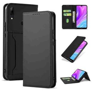 For Huawei Y7 (2019) / Y7 Prime (2019) Strong Magnetism Liquid Feel Horizontal Flip Leather Case with Holder & Card Slots & Wallet(Black)