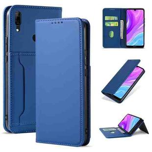 For Huawei Y7 (2019) / Y7 Prime (2019) Strong Magnetism Liquid Feel Horizontal Flip Leather Case with Holder & Card Slots & Wallet(Blue)
