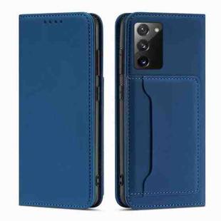 For Samsung Galaxy S20 FE 5G / S20 Fan Edition / S20 Lite Strong Magnetism Liquid Feel Horizontal Flip Leather Case with Holder & Card Slots & Wallet(Blue)