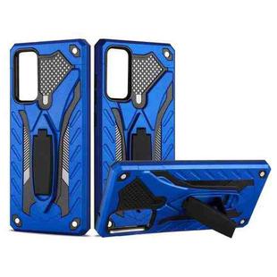 For Samsung Galaxy S20 FE Shockproof TPU + PC Protective Case with Holder(Blue)