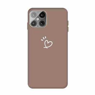 For iPhone 12 mini Three Dots Love-heart Pattern Frosted TPU Protective Case  (Khaki)