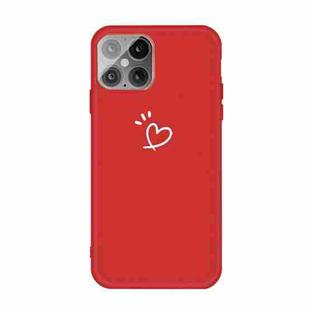 For iPhone 12 / 12 Pro Three Dots Love-heart Pattern Frosted TPU Protective Case(Red)