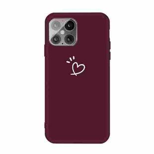 For iPhone 12 / 12 Pro Three Dots Love-heart Pattern Frosted TPU Protective Case(Wine Red)