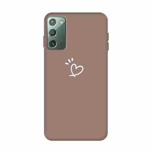 For Samsung Galaxy Note20 Three Dots Love-heart Pattern Frosted TPU Protective Case(Khaki)