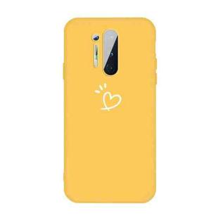 For OnePlus 8 Pro Three Dots Love-heart Pattern Frosted TPU Protective Case(Yellow)