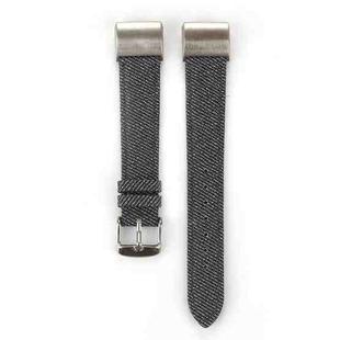 For Fitbit Charge 2 Cowboy Texture Leather Watch Band(Black)