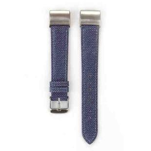 For Fitbit Charge 2 Cowboy Texture Leather Watch Band(Dark Blue)