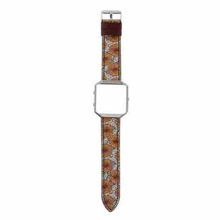 For Fitbit Blaze Retro Flowers Series Leather Watch Band(Chrysanthemum)
