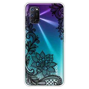 For OPPO A52 / A72 / A92 Colored Drawing Clear TPU Cover Protective Cases(Black Rose)